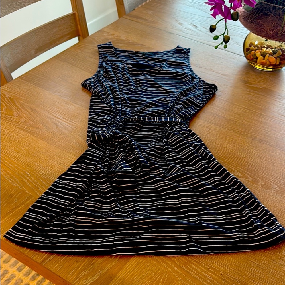 Womens Dress XL Green Envelope Los Angeles Navy Blue Stripe Classic Preppy